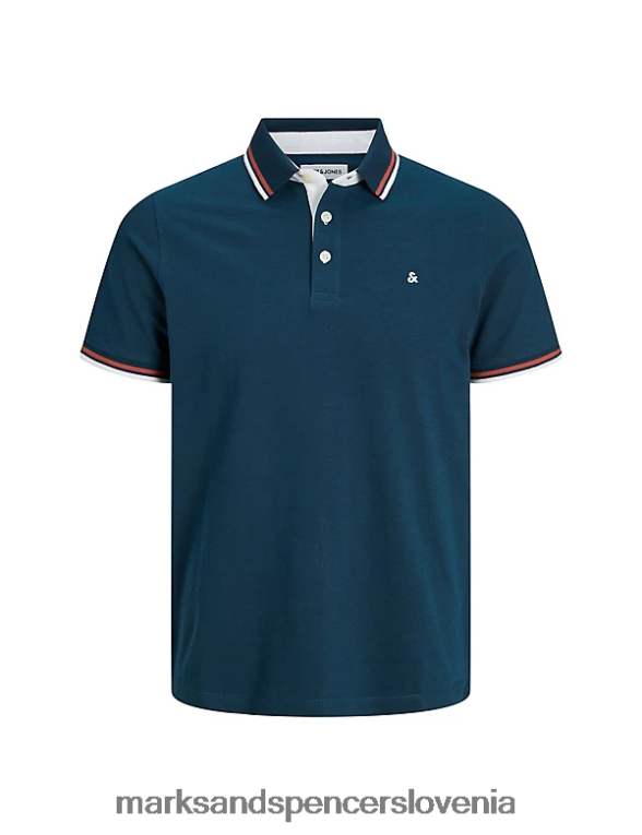 ozka polo majica s konico iz čistega bombaža temno modra Marks & Spencer oblačila uniseks 6T8F6X5235