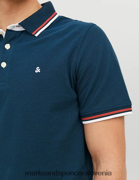 ozka polo majica s konico iz čistega bombaža temno modra Marks & Spencer oblačila uniseks 6T8F6X5235