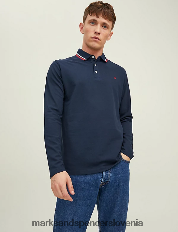 polo majica z dolgimi rokavi iz čistega bombaža mornarska mešanica Marks & Spencer oblačila uniseks 6T8F6X7035