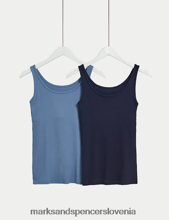 2pk bombažni skrivni podporni telovniki sivo modra Marks & Spencer spodnje perilo uniseks 6T8F6X3789