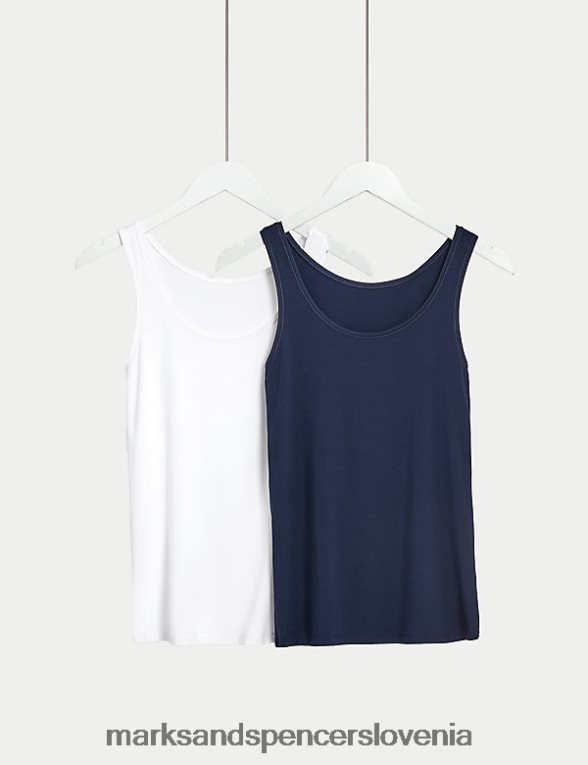 2pk flexifit modalni bogati brezrokavniki bela mešanica Marks & Spencer spodnje perilo uniseks 6T8F6X3519
