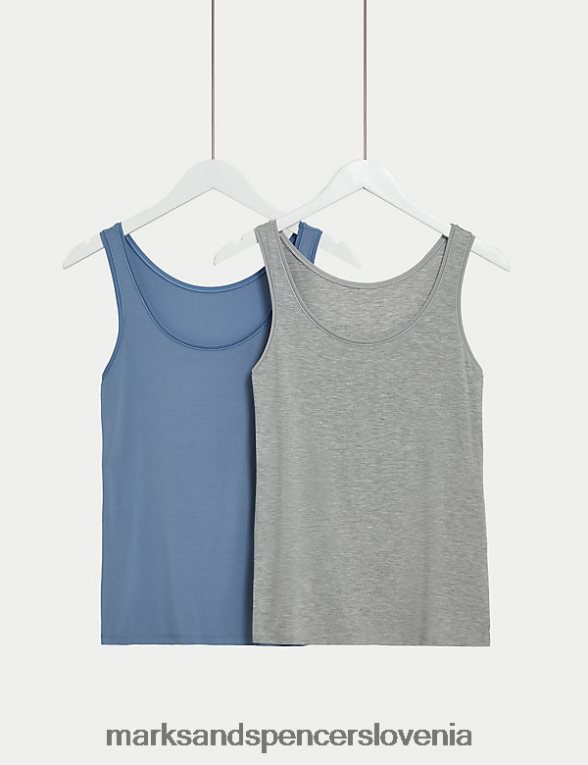 2pk flexifit modalni bogati brezrokavniki siva mešanica Marks & Spencer spodnje perilo uniseks 6T8F6X3827