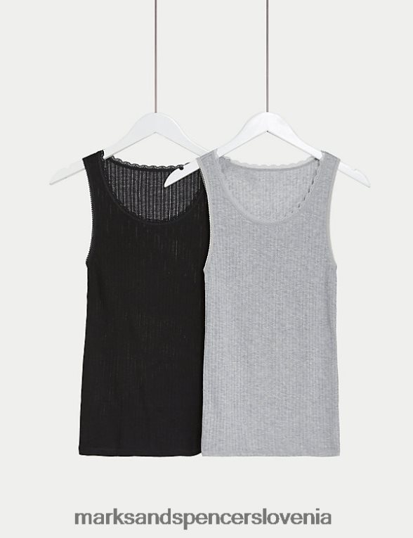2pk termo vgrajeni ramenski jopiči črna mešanica Marks & Spencer spodnje perilo uniseks 6T8F6X4657