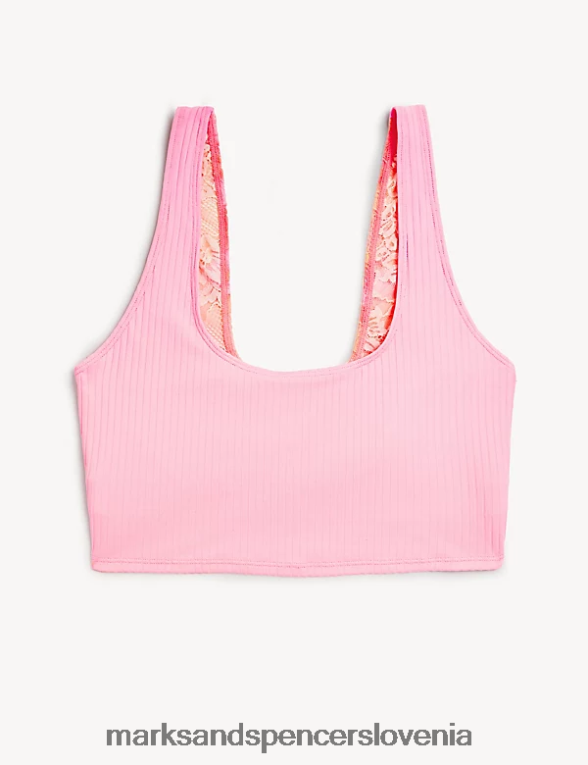 kratki top iz rebraste čipke meia roza mešanica Marks & Spencer spodnje perilo uniseks 6T8F6X4245