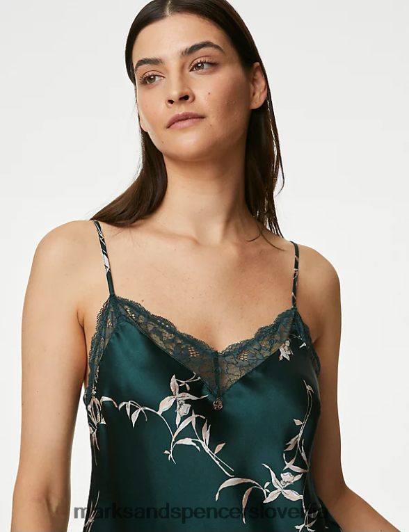 majica iz svile in čipke Cassia zelena mešanica Marks & Spencer spodnje perilo uniseks 6T8F6X3705