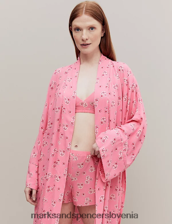 dolg kimono ogrinjalo s cvetličnim potiskom roza mešanica Marks & Spencer spodnje perilo uniseks 6T8F6X3562
