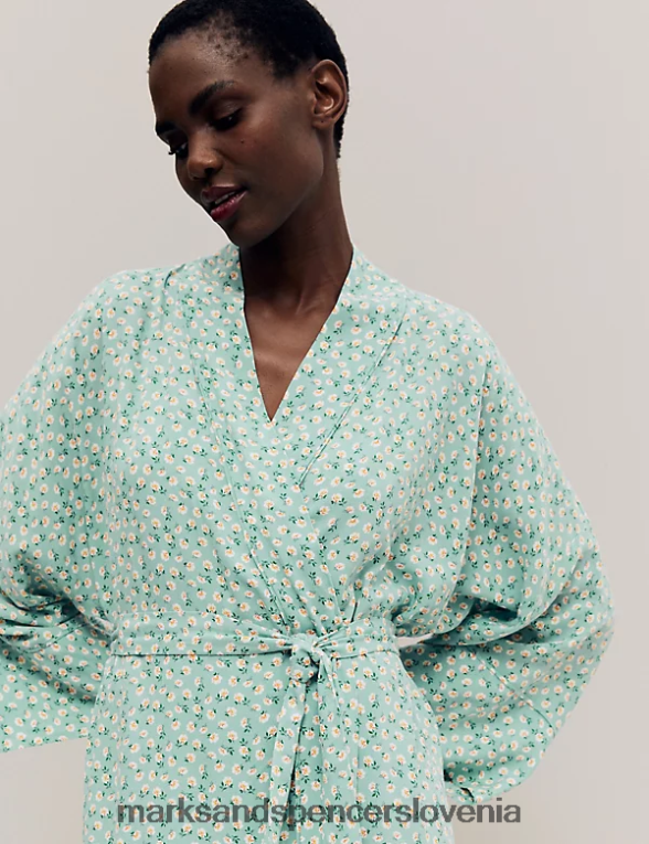 dolg kimono ogrinjalo s cvetličnim potiskom teal mešanica Marks & Spencer spodnje perilo uniseks 6T8F6X3556