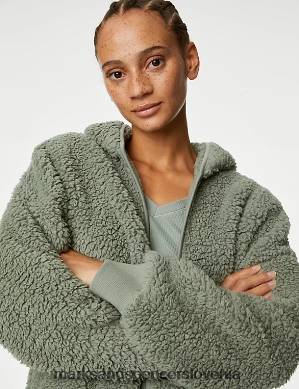 teddy borg jopica s kapuco prašno zelena Marks & Spencer spodnje perilo uniseks 6T8F6X3864
