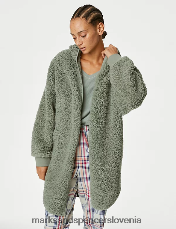 teddy borg jopica s kapuco prašno zelena Marks & Spencer spodnje perilo uniseks 6T8F6X3864