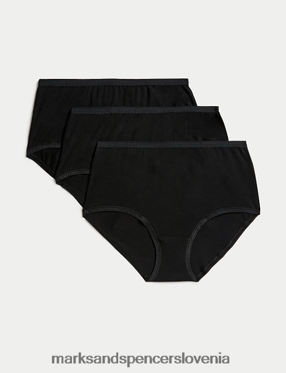 3pk bombažne polne hlačke Črna Marks & Spencer spodnje perilo uniseks 6T8F6X3818