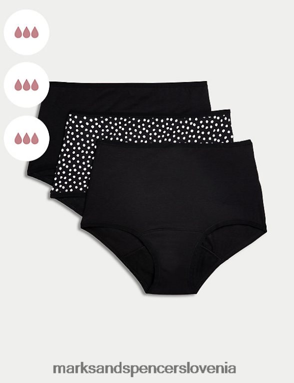 3pk težke polne hlačke z vpojnostjo črna mešanica Marks & Spencer spodnje perilo uniseks 6T8F6X3767