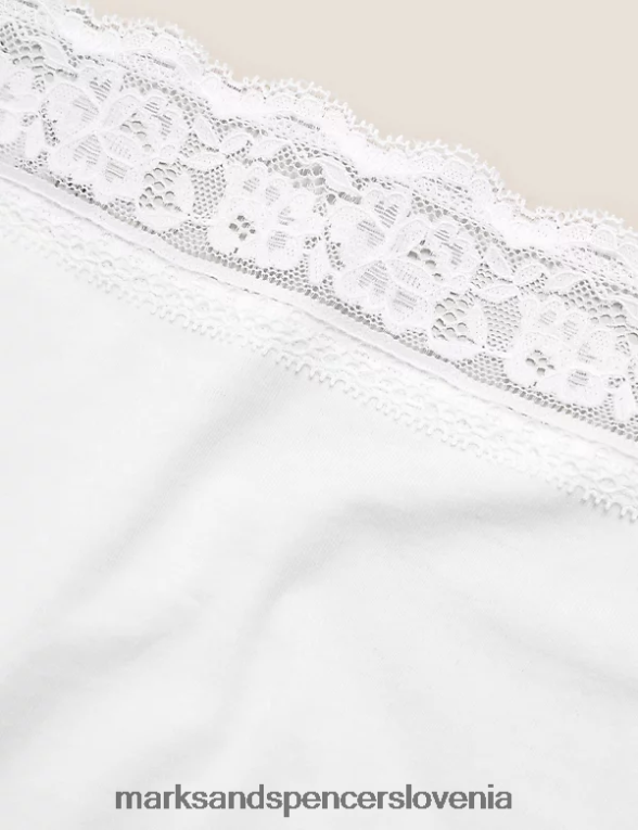 5pk bombažne hlačke iz likre in čipke bela Marks & Spencer spodnje perilo uniseks 6T8F6X4553