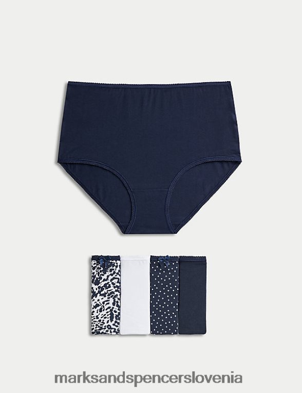 5pk bombažne lycre potiskane polne spodnjice mornarska mešanica Marks & Spencer spodnje perilo uniseks 6T8F6X3924