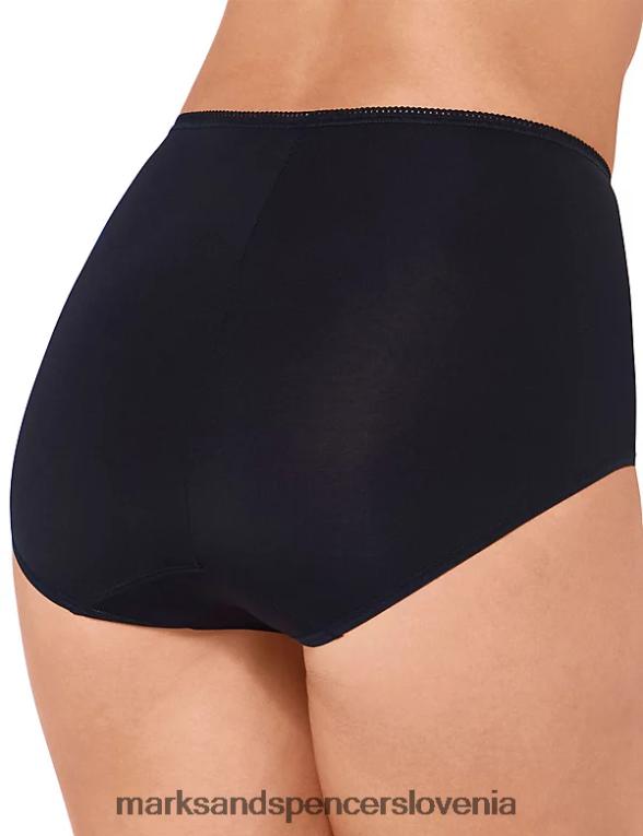 Polne spodnje hlače iz mikrovlaken 3pk z visokim pasom Črna Marks & Spencer spodnje perilo uniseks 6T8F6X4205