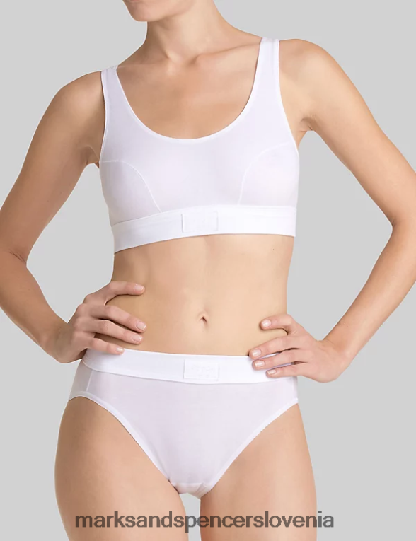 dvojne udobne bombažne tai hlačke bela Marks & Spencer spodnje perilo uniseks 6T8F6X3842