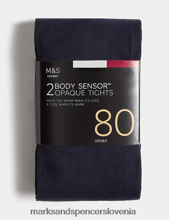 2pk 80 denier hlačne nogavice s senzorjem telesa mornarica Marks & Spencer spodnje perilo uniseks 6T8F6X4944
