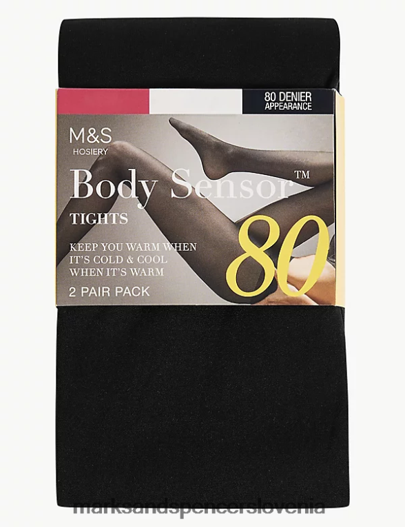 2pk 80 denier hlačne nogavice s senzorjem telesa Črna Marks & Spencer spodnje perilo uniseks 6T8F6X4622