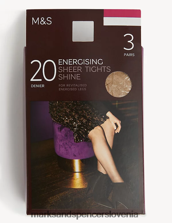 3pk 20 deni energizirajoče prosojne hlačne nogavice rožnati kremen Marks & Spencer spodnje perilo uniseks 6T8F6X4202