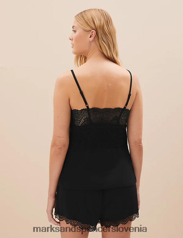 komplet kratkih hlač s čipko Črna Marks & Spencer spodnje perilo uniseks 6T8F6X3545