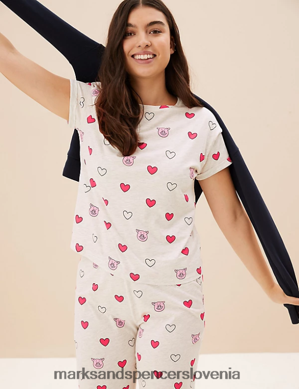 komplet pižam percy pig iz bombaža mešanica ovsenih kaš Marks & Spencer spodnje perilo uniseks 6T8F6X3454