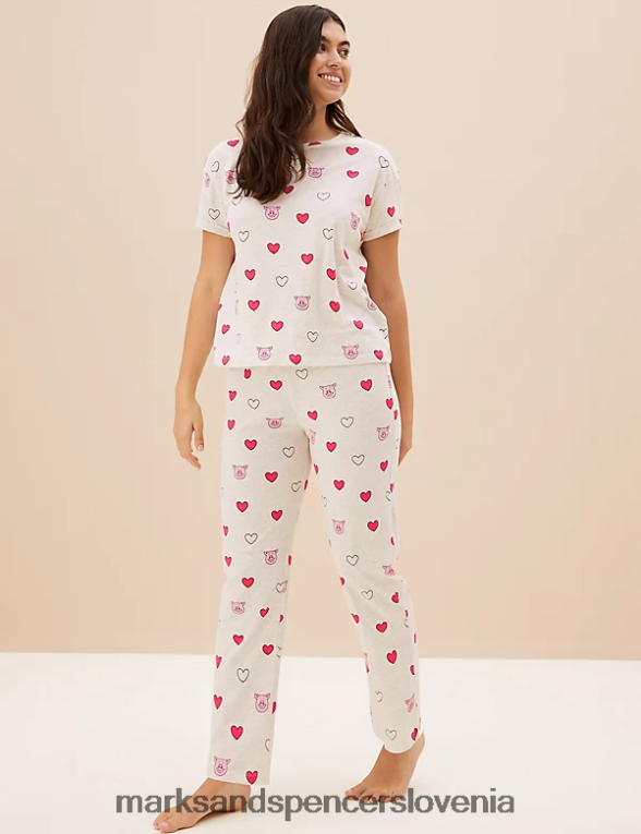 komplet pižam percy pig iz bombaža mešanica ovsenih kaš Marks & Spencer spodnje perilo uniseks 6T8F6X3454