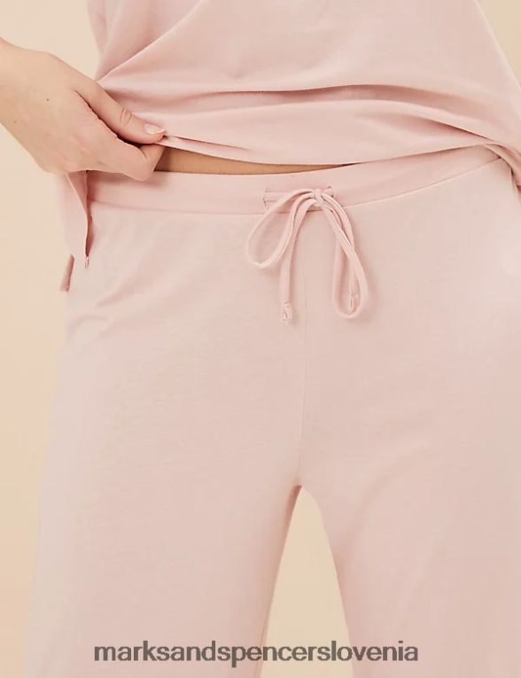 komplet pižame iz bombažne modalne čipke nežno roza Marks & Spencer spodnje perilo uniseks 6T8F6X3377