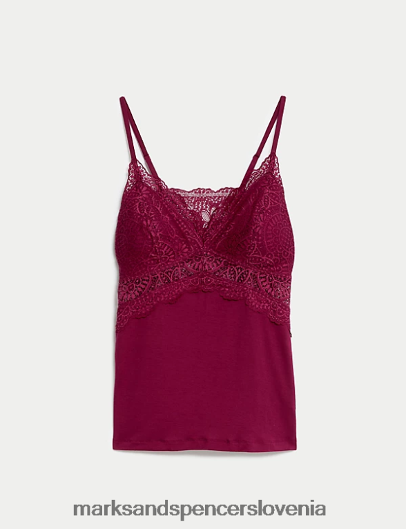 majica z mehkimi čipkastimi detajli temna malina Marks & Spencer spodnje perilo uniseks 6T8F6X3518