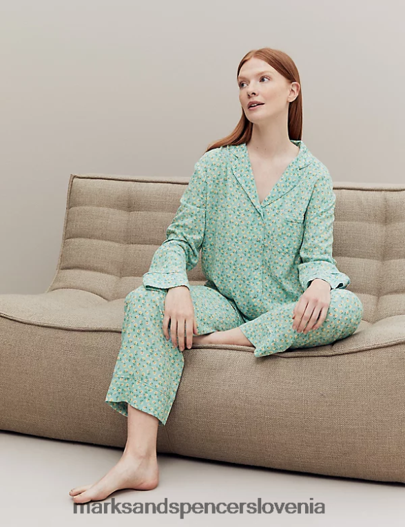 spodnji del pižame s cvetličnim potiskom teal mešanica Marks & Spencer spodnje perilo uniseks 6T8F6X3421