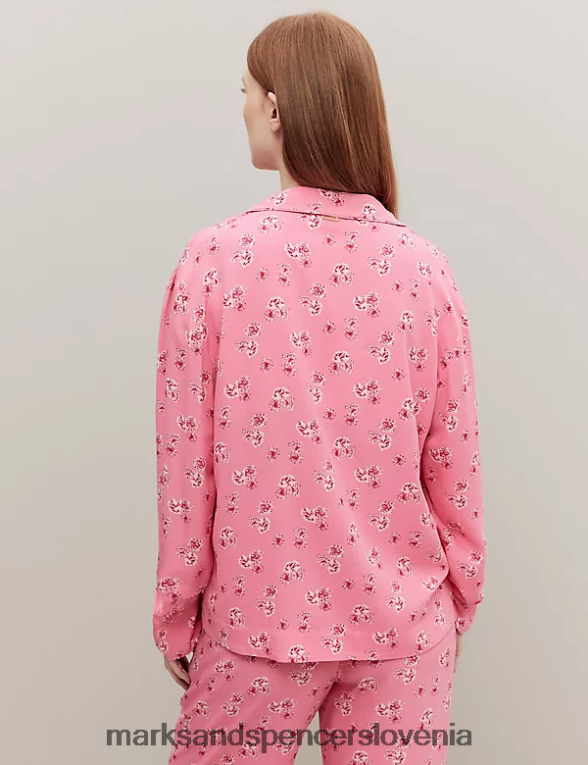 zgornji del pižame s cvetličnim potiskom in revere ovratnikom roza mešanica Marks & Spencer spodnje perilo uniseks 6T8F6X3539