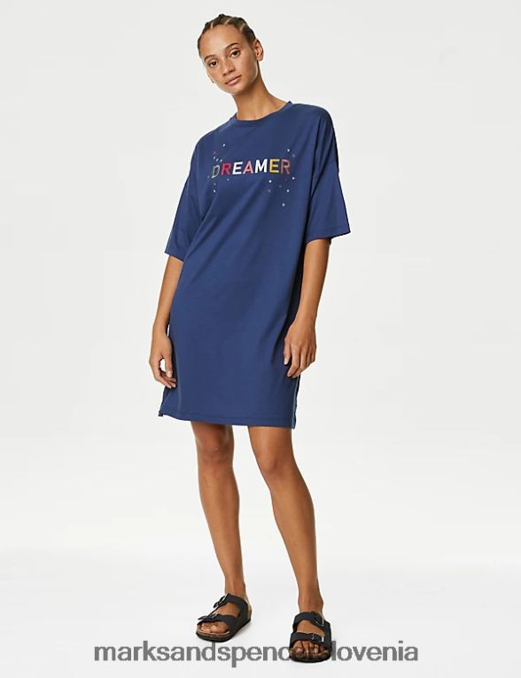 dreamer slogan spalna srajca indigo mešanica Marks & Spencer spodnje perilo uniseks 6T8F6X3458