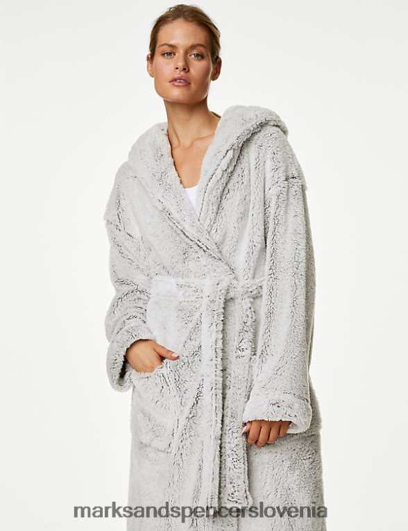 halja s kapuco iz flisa siva Marks & Spencer spodnje perilo uniseks 6T8F6X3584