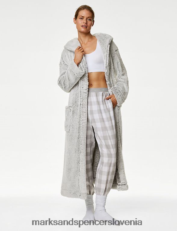 halja s kapuco iz flisa siva Marks & Spencer spodnje perilo uniseks 6T8F6X3584
