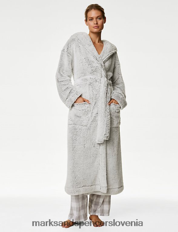 halja s kapuco iz flisa siva Marks & Spencer spodnje perilo uniseks 6T8F6X3584