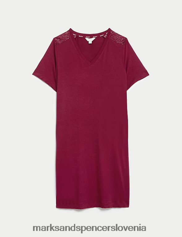spalna srajca z mehkimi detajli čipke malina Marks & Spencer spodnje perilo uniseks 6T8F6X3365