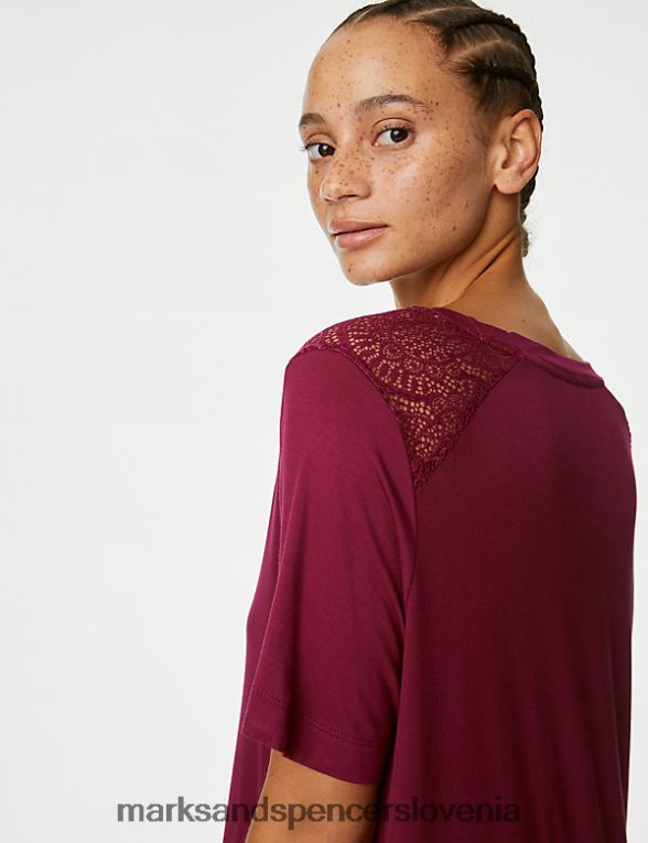 spalna srajca z mehkimi detajli čipke malina Marks & Spencer spodnje perilo uniseks 6T8F6X3365