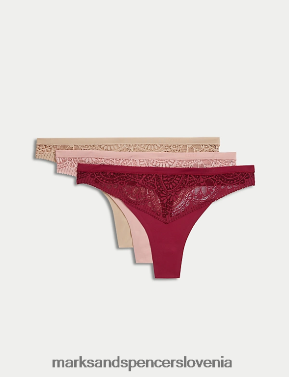 3pk bodi mehke čipkaste tangice temna malina Marks & Spencer spodnje perilo uniseks 6T8F6X4255