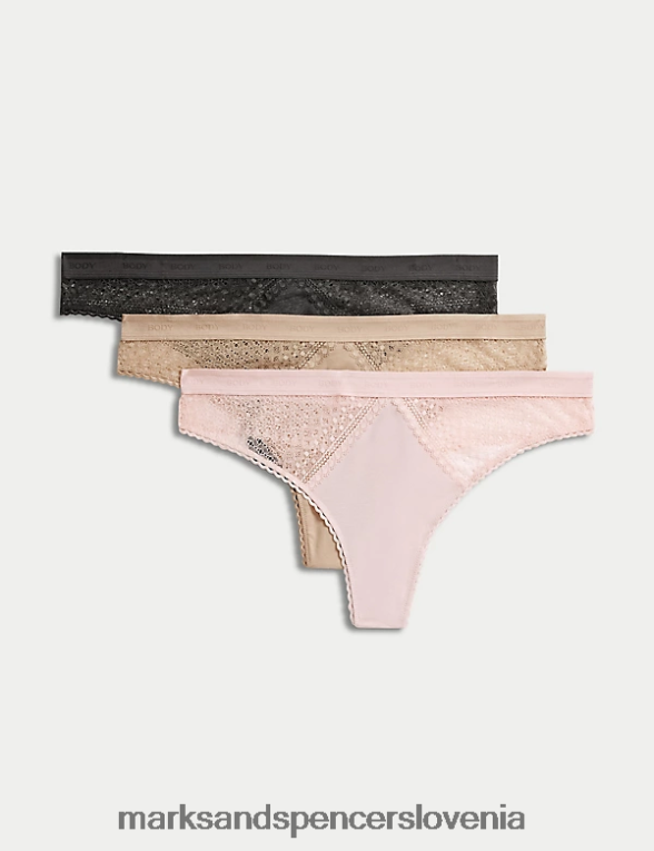 3pk bombaž s kul udobnimi tangicami nežno roza Marks & Spencer spodnje perilo uniseks 6T8F6X4382