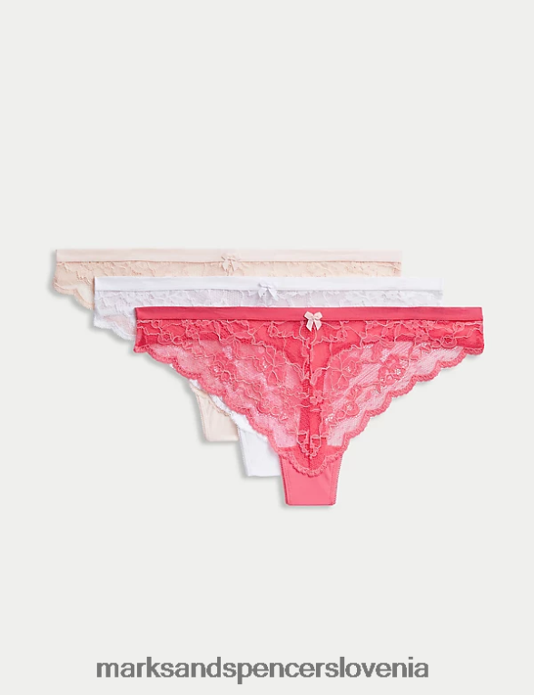 3pk vse čez čipkaste tangice vroče roza Marks & Spencer spodnje perilo uniseks 6T8F6X4557