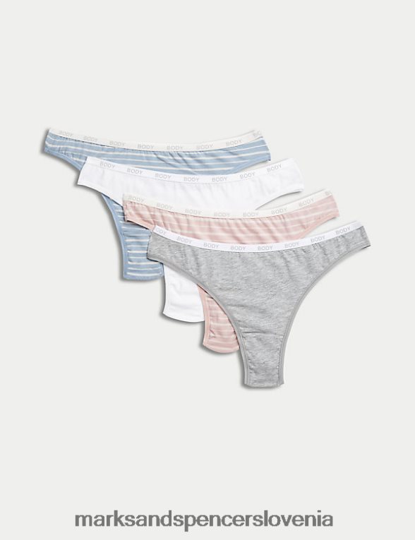 4pk supima bogate bombažne tangice svetlo modra mešanica Marks & Spencer spodnje perilo uniseks 6T8F6X4668