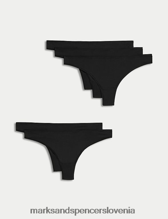 5pk no vpl tangice iz mikrovlaken z nizko postavo Črna Marks & Spencer spodnje perilo uniseks 6T8F6X4600