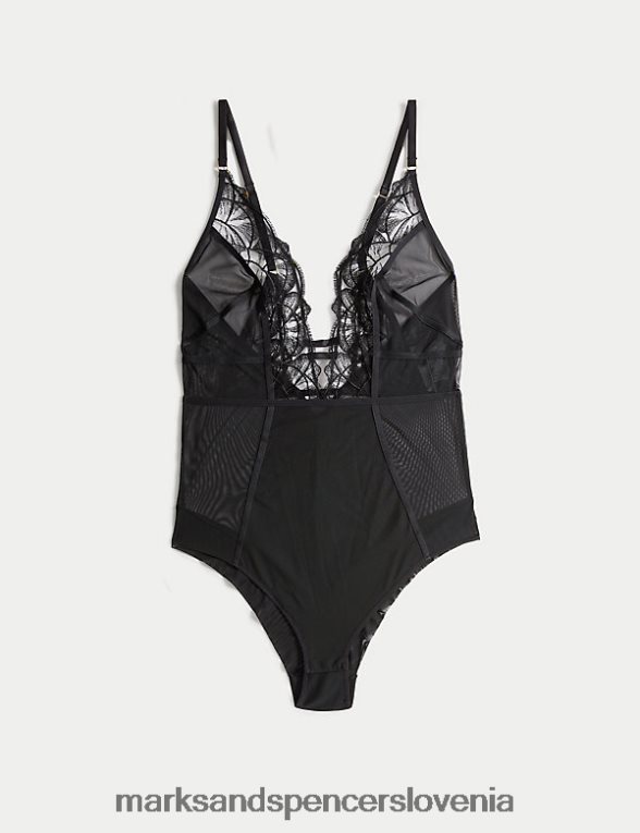 body iz čipke in mreže maya Črna Marks & Spencer spodnje perilo uniseks 6T8F6X4540