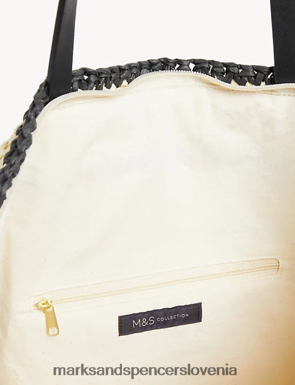 torba iz slame pletena črna mešanica Marks & Spencer dodatki ženske 6T8F6X1535