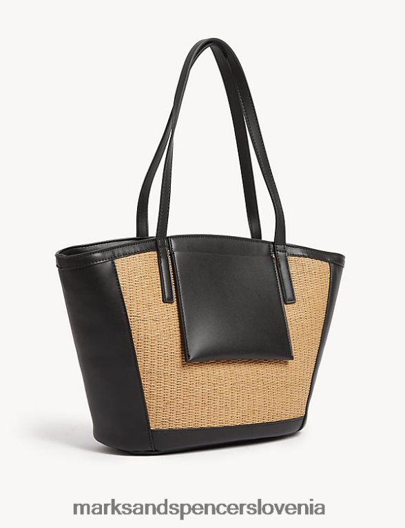 torba iz slame Črna Marks & Spencer dodatki ženske 6T8F6X1196