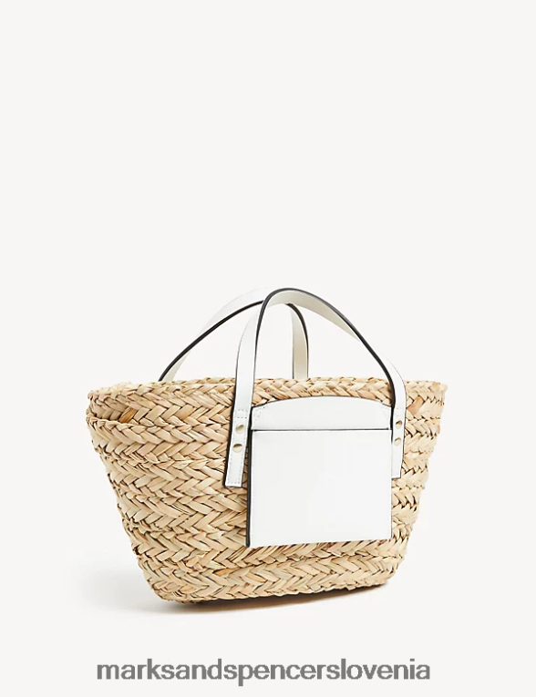 torba s slamnato vrvico bela mešanica Marks & Spencer dodatki ženske 6T8F6X336