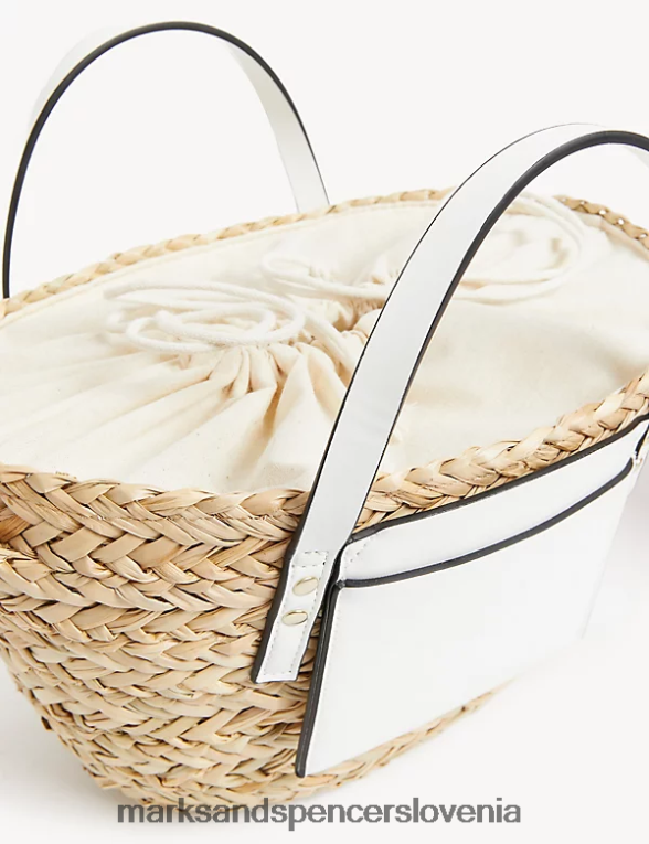 torba s slamnato vrvico bela mešanica Marks & Spencer dodatki ženske 6T8F6X336