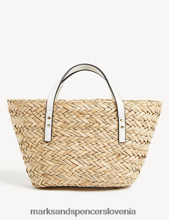 torba s slamnato vrvico bela mešanica Marks & Spencer dodatki ženske 6T8F6X336