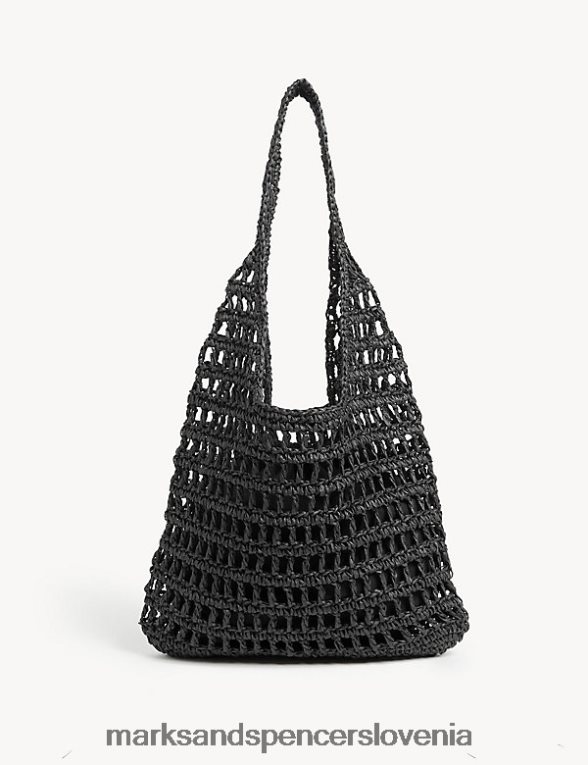torba s slamnato vrvico Črna Marks & Spencer dodatki ženske 6T8F6X1403
