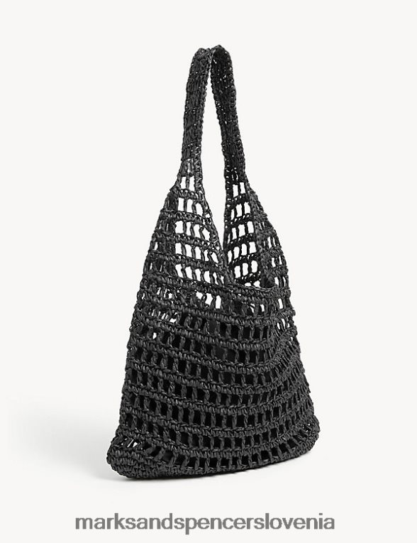 torba s slamnato vrvico Črna Marks & Spencer dodatki ženske 6T8F6X1403