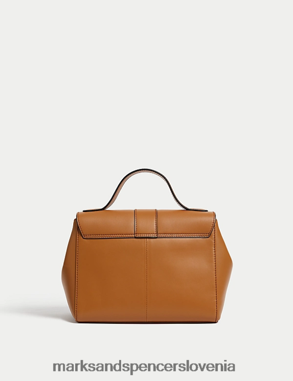 usnjena torba za čez telo z zgornjim ročajem latte Marks & Spencer dodatki ženske 6T8F6X3309