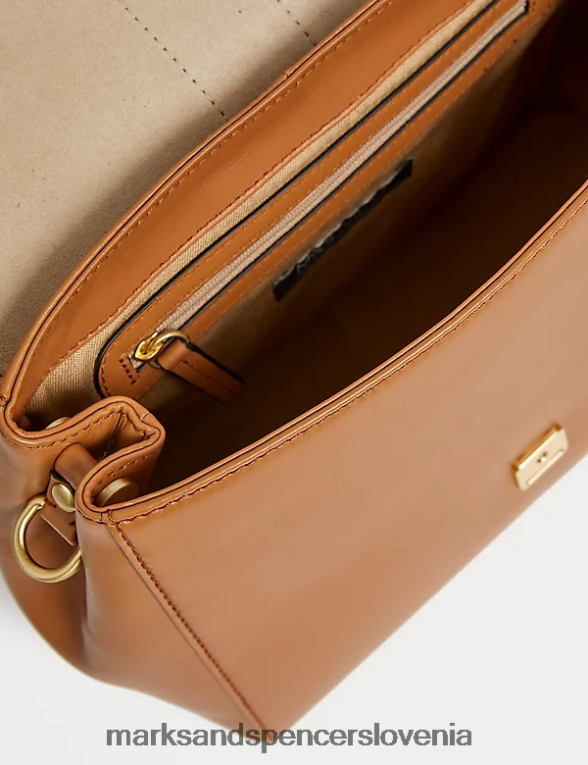 usnjena torba za čez telo z zgornjim ročajem latte Marks & Spencer dodatki ženske 6T8F6X3309